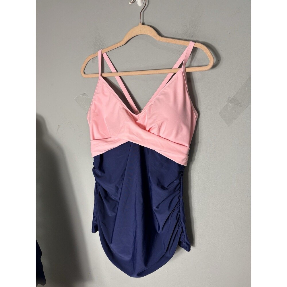 RELLECIGA Side Shirred Tankini Swimsuit Top Women Size XXL